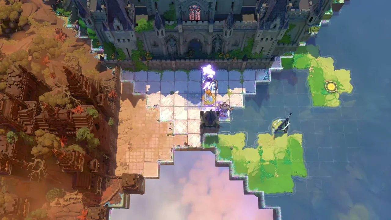 Order of the Sinking Star Antipode three-world puzzle mixing heroes, mirror water and Beamcasters desert terrain