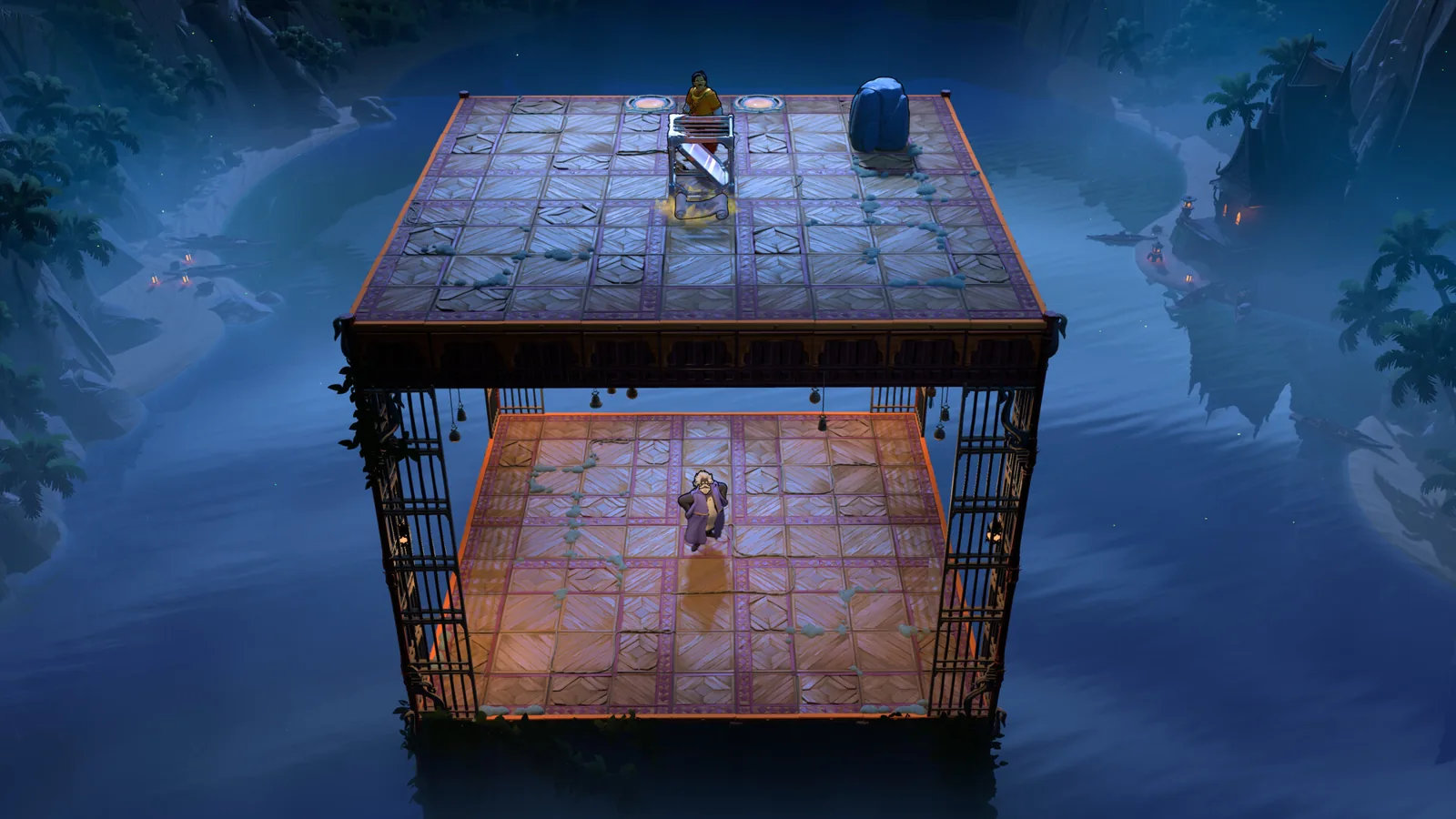 Order of the Sinking Star caged platform over water puzzle