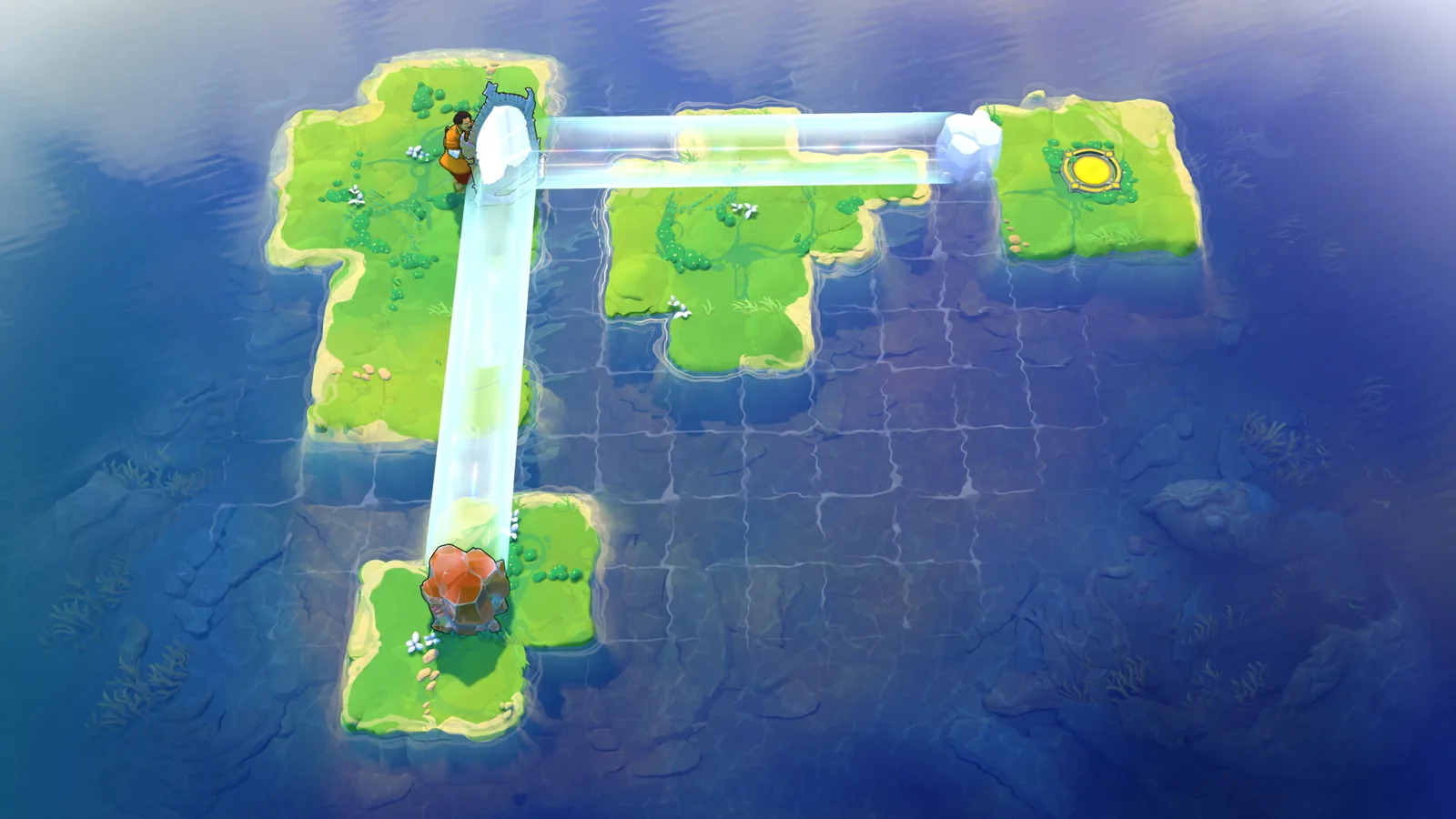 Order of the Sinking Star grass islands with a light beam puzzle
