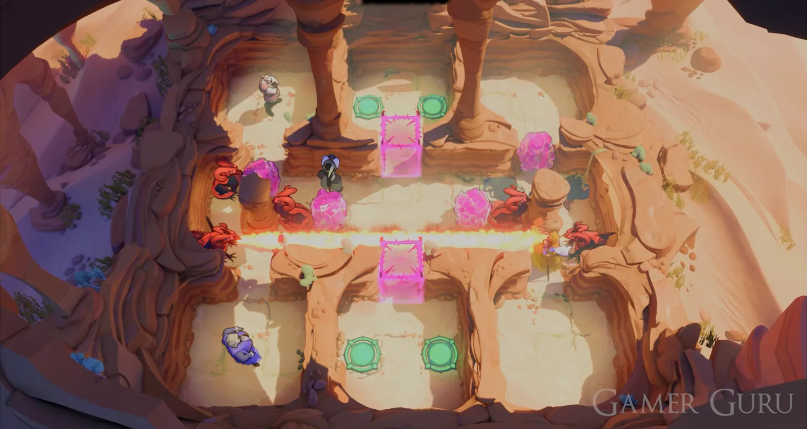 Order of the Sinking Star Heroes 2 Monsters top-right double puzzle with four heroes, monsters and pink crystals
