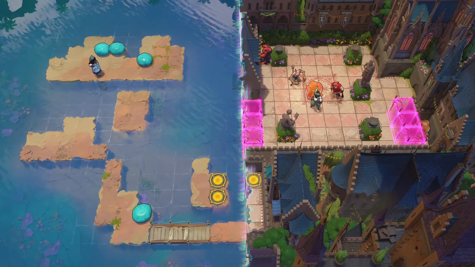 Order of the Sinking Star HxS gold room with Skipping Stones water on the left and the Heroes courtyard on the right