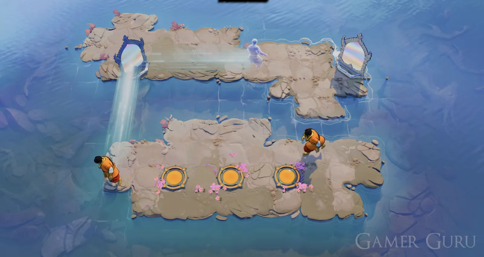Order of the Sinking Star Mirror Isles puzzle 10 with mirrors and three yellow goal circles