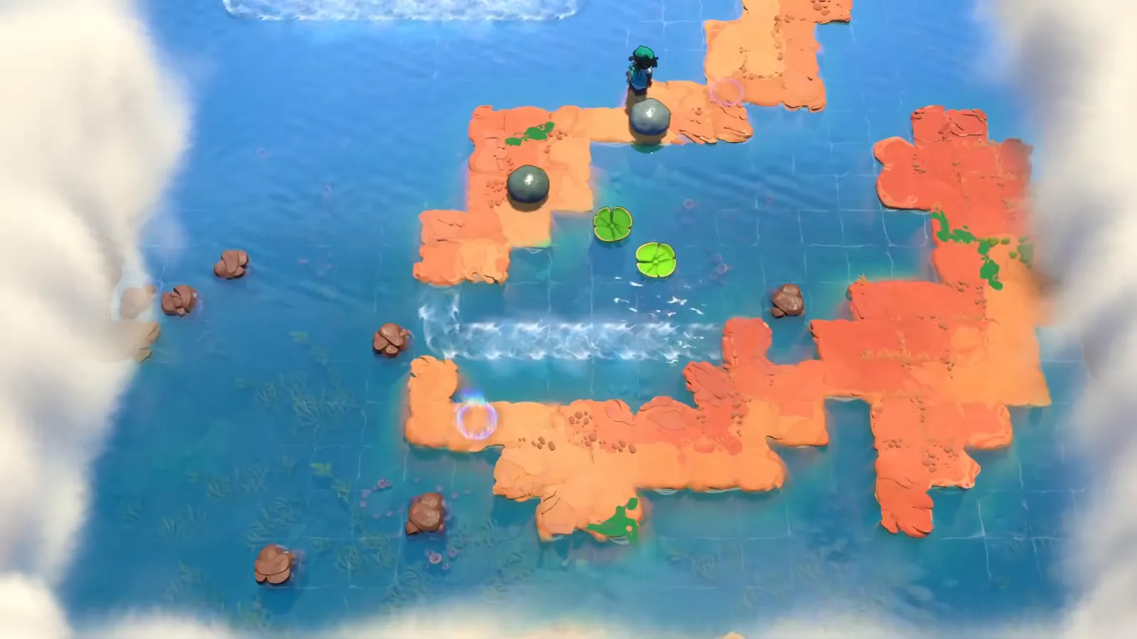 Order of the Sinking Star Skipping Stones to Lonely Homes lily pad drifting on a current between orange islands