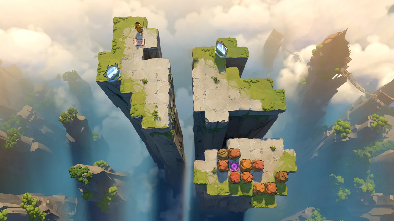 Order of the Sinking Star block puzzle on pillars in the sky